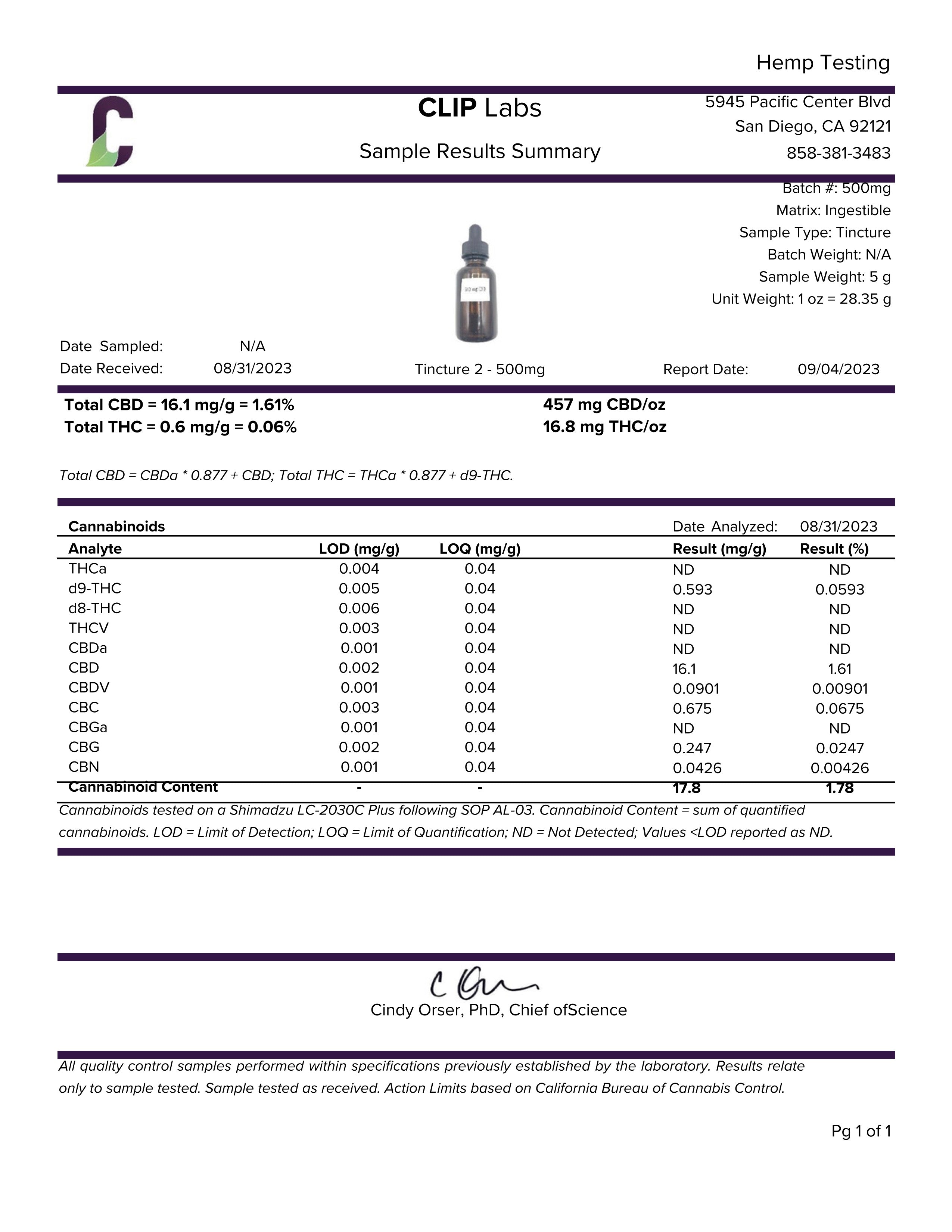 500 mg CBD Tinctures